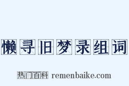 懒寻旧梦录组词是什么意思的图片